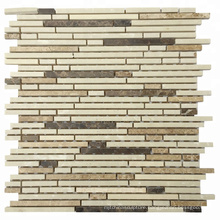 High Quality Beige Natural Stone Decoration Tiny Strip Marble Mosaic For Sale